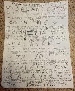Motivational artwork Kitty created as a chant & yoga movement for balance. 